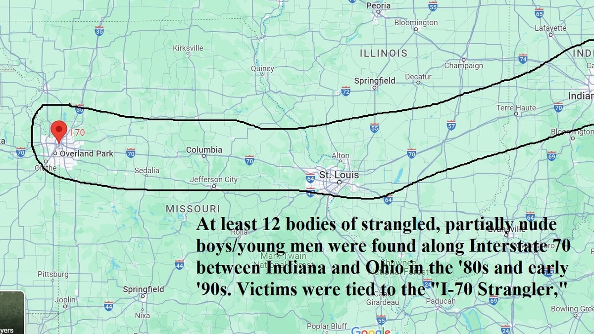 The "Interstate 70 Strangler," whose identity is still unknown, killed at least 12 boys and young men and dumped their bodies along the interstate in Indiana and Ohio.