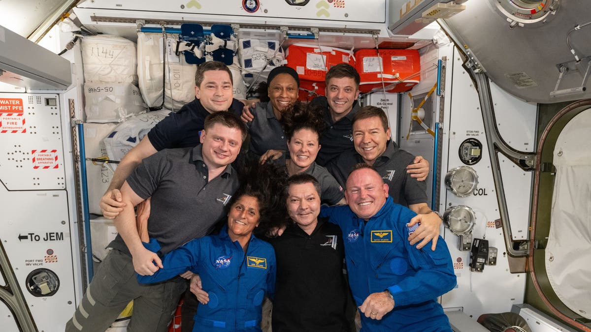 NASA's Expedition 71 crew members, along with Starliner's crew flight test members - Suni Williams (first row one the left) and Butch Wilmore (first row on the right).