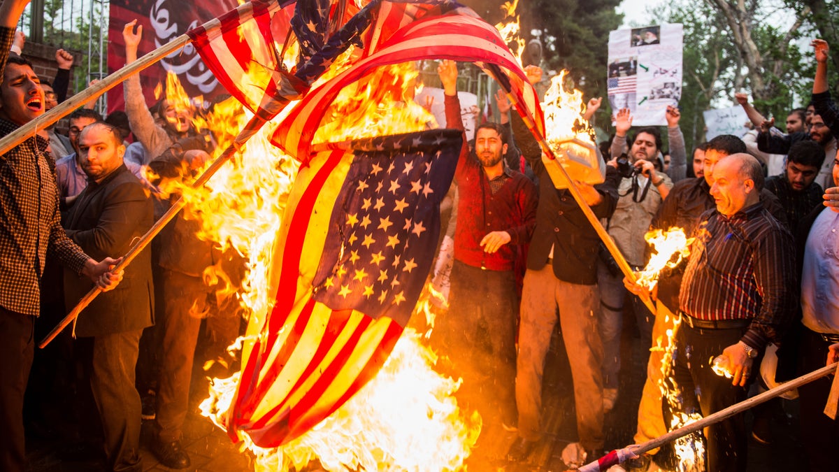 Iran flag burning