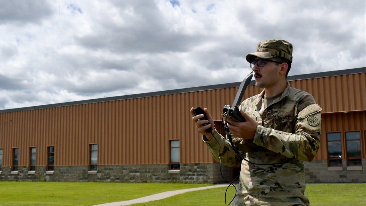 Army soldiers tests mini drone