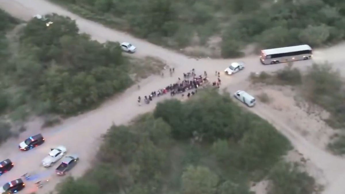 A view from above of a group of illegal immigrants