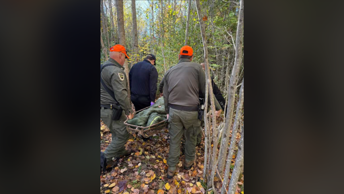 Officials helping woman