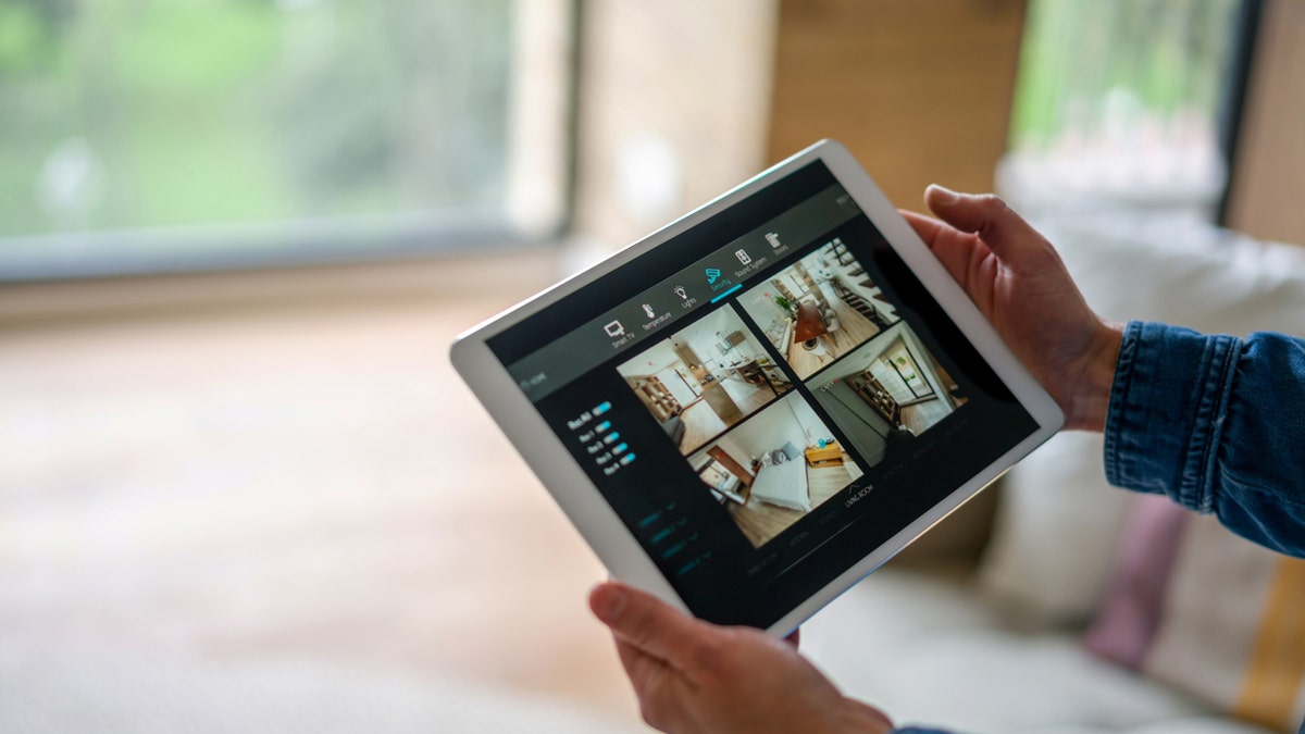 Home security videos displayed on an iPad