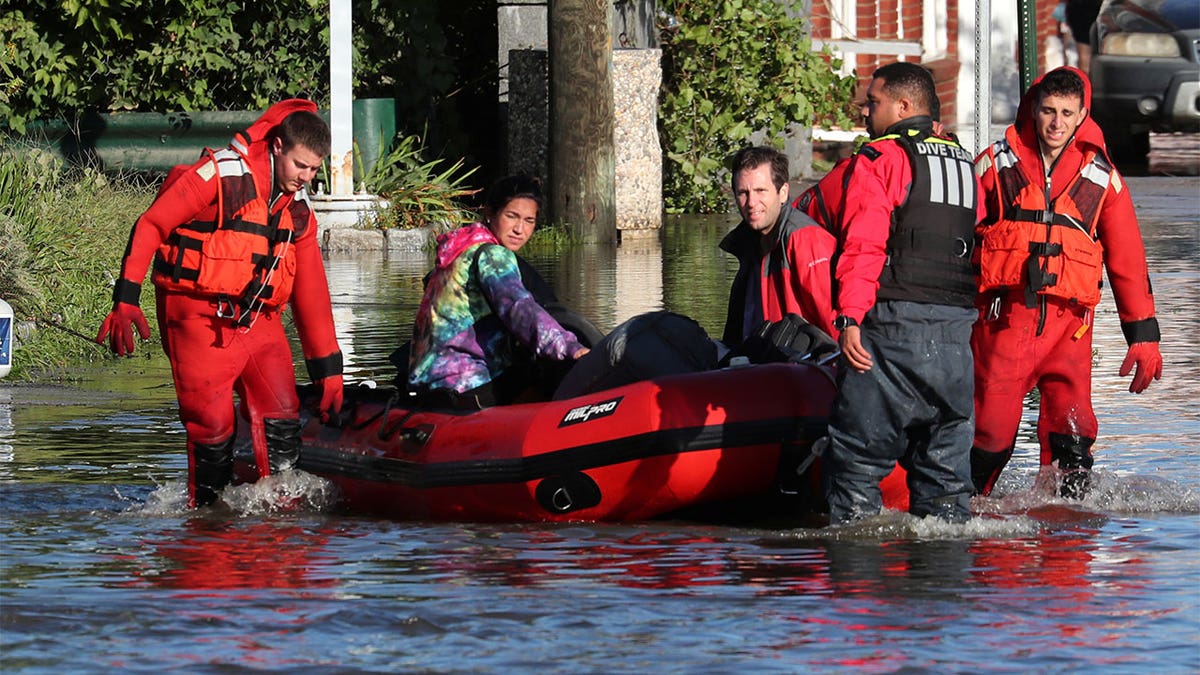 Flood rescue in Mamaroneck, New York