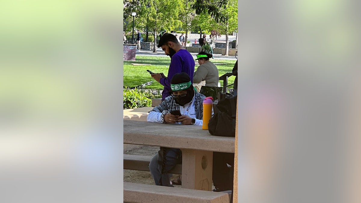 An anti-Israel agitator on Stanford University’s campus