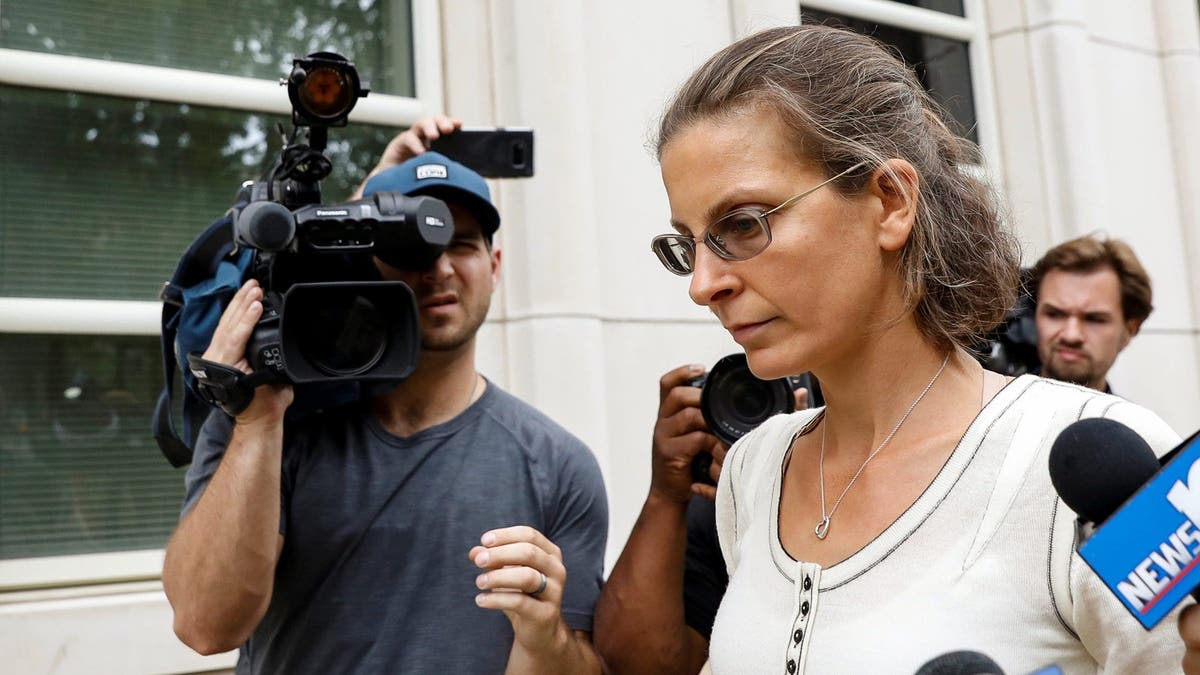 Clare Bronfman, an heiress of the Seagram's liquor empire, arrives for a hearing on charges in relation to the Albany-based organization Nxivm at the United States Federal Courthouse in Brooklyn at New York