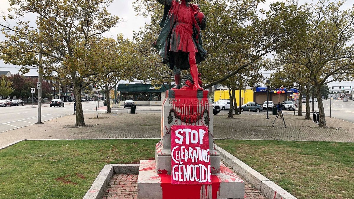 A Christopher Columbus statue was vandalized