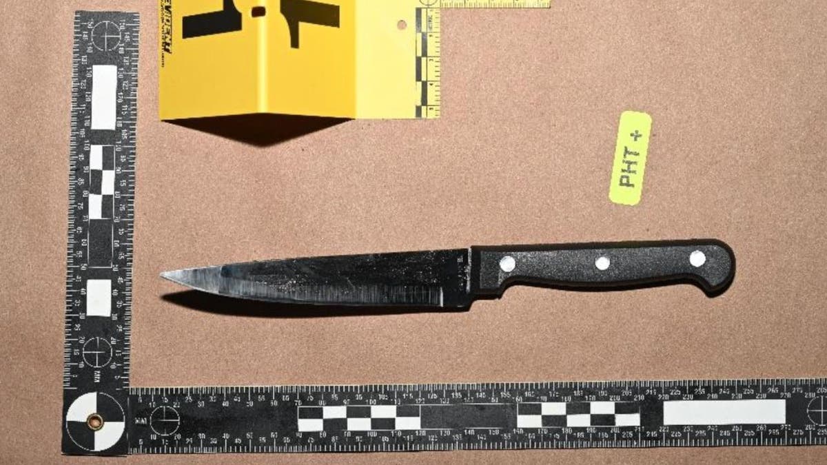 Knife displayed in evidence photo from prosecutors’ office