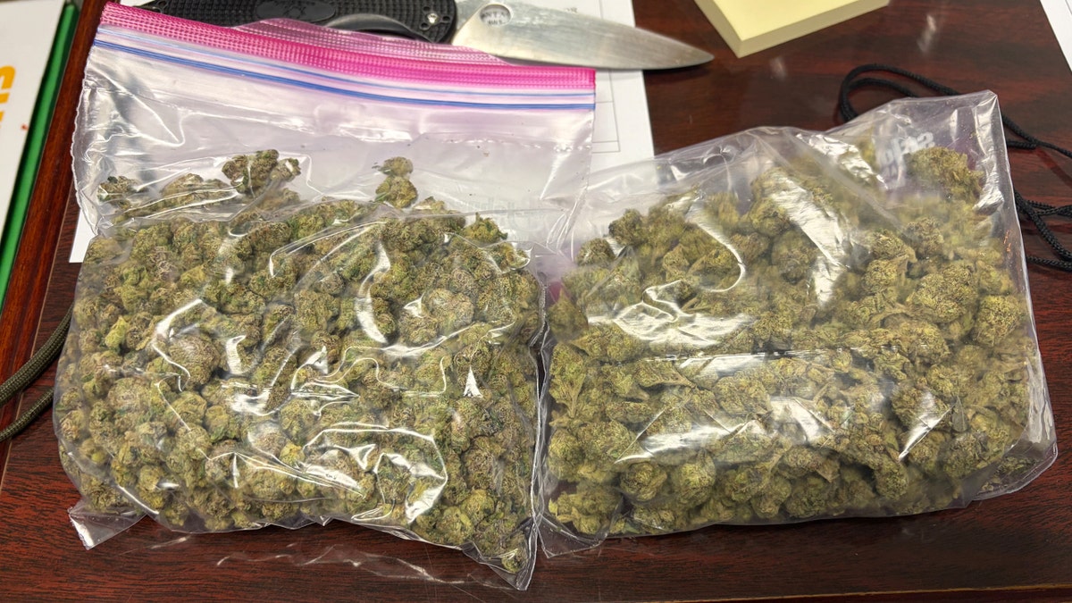 Bags of marijuana on desk