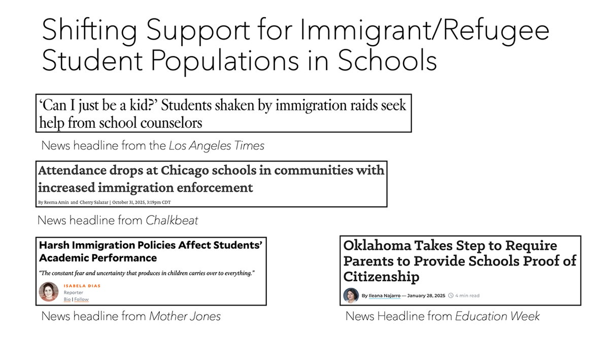 Presentation shows pro-immigration headlines