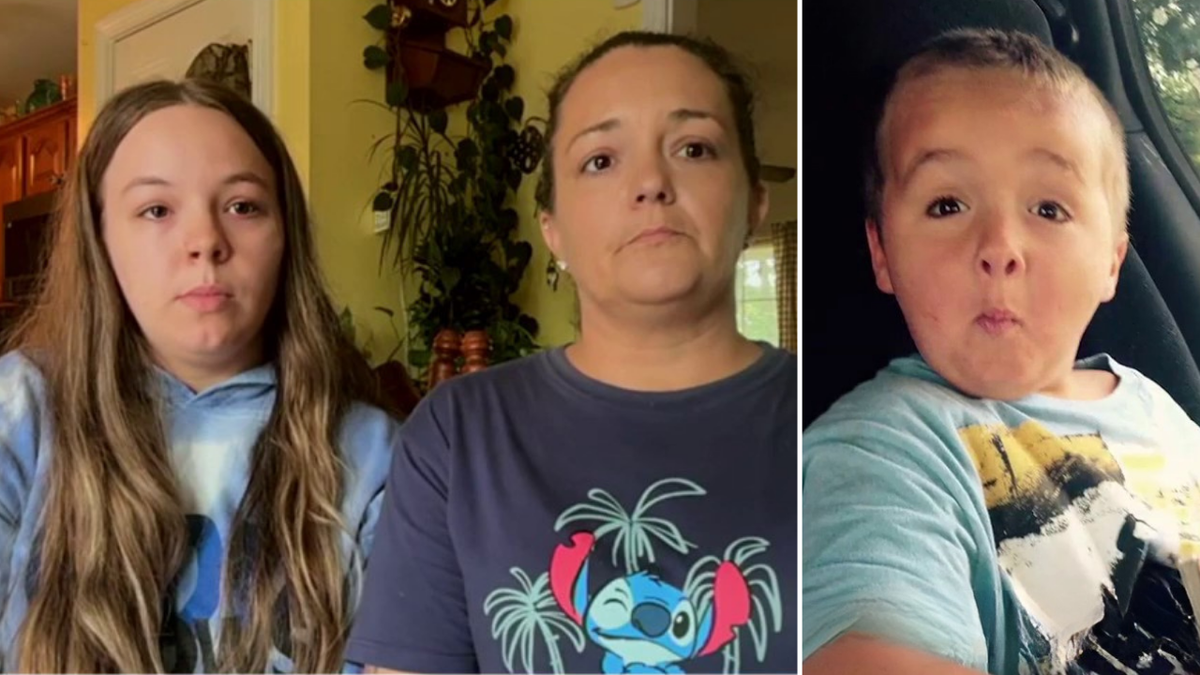 logan tipton pictured beside his mother and older sister