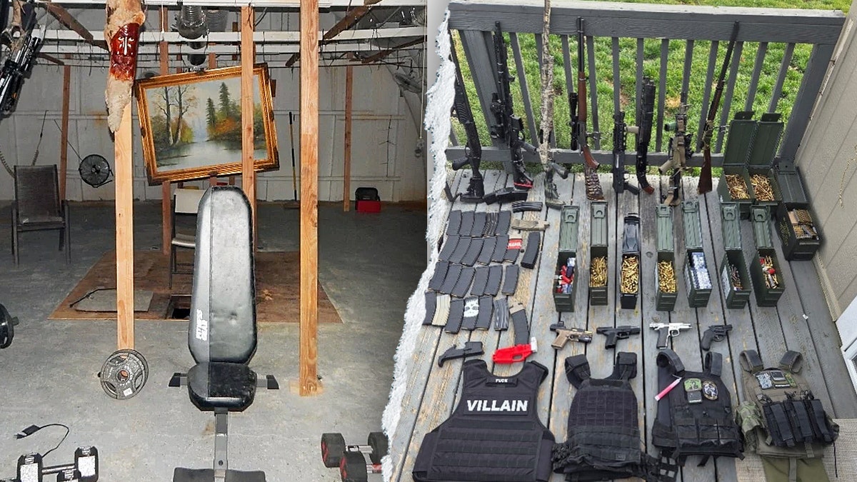 California bunker interior and weapons and ammunition allegedly found inside