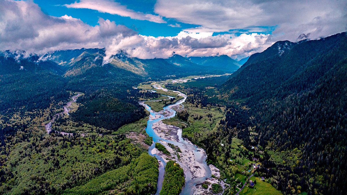 mountain and river in Olympic National Park