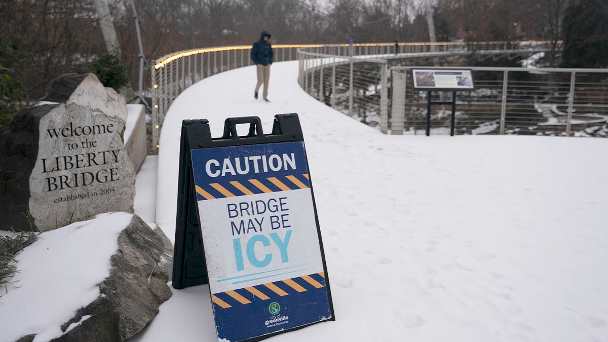Sign warns bridge may be icy