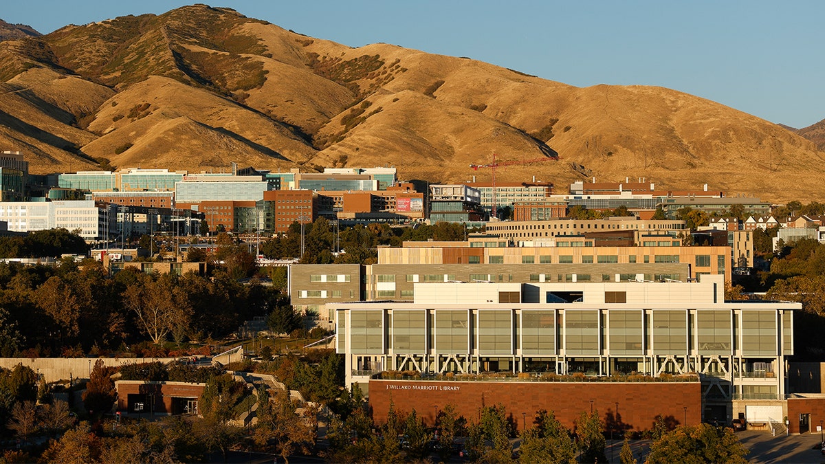 The University of Utah campus taken from the top of the stadium prior to a game between the Utah Utes and TCU Horned Frogs at Rice Eccles Stadium on October 19, 2024 in Salt Lake City, Utah.