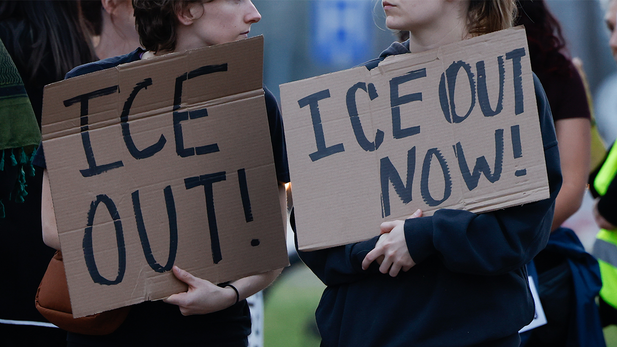 Anti-ICE signs
