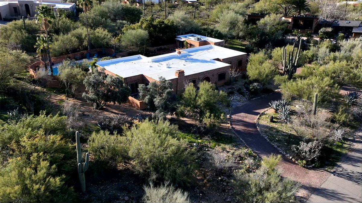 Nancy Guthrie’s house and surrounding property viewed from an aerial perspective.