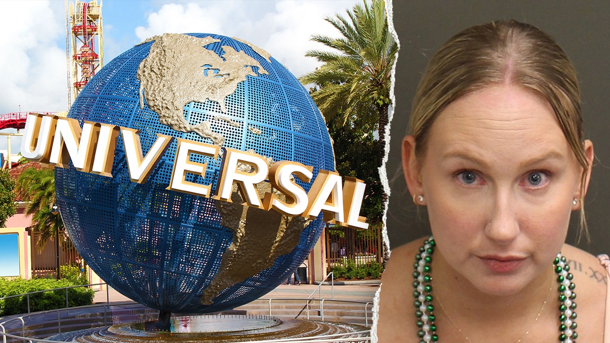 Amanda Thorpe mugshot next to Universal globe