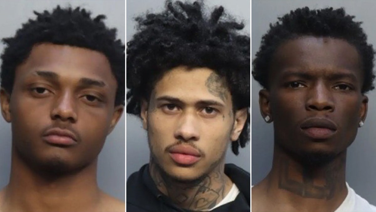 Treison Lachae Booker, Cortez Daymon Johnson, and Elijah Eugene Russell in booking photos