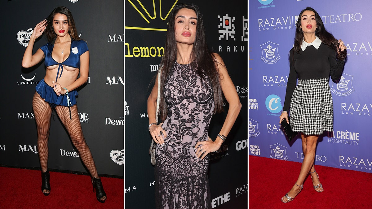 Adva Lavie, also known as Mia Ventura, posing at events in modeling photos tied to a Los Angeles burglary case.