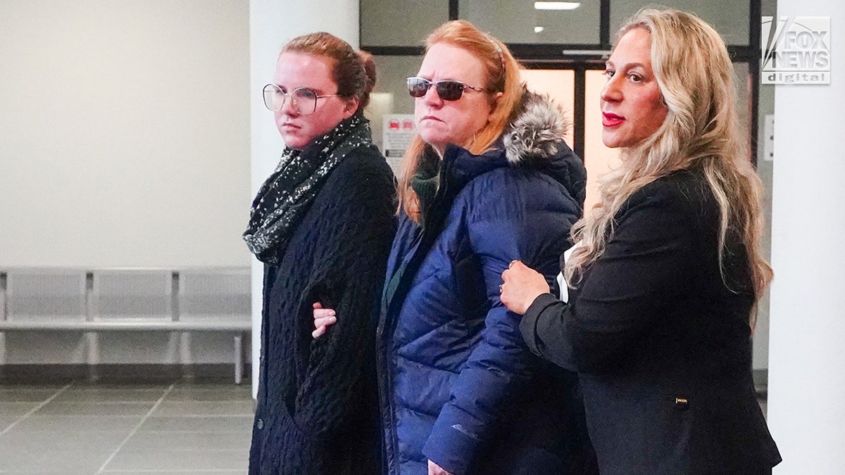 Asa Ellerup and daughter Victoria Heuermann leaving Suffolk County Courthouse in Riverhead New York