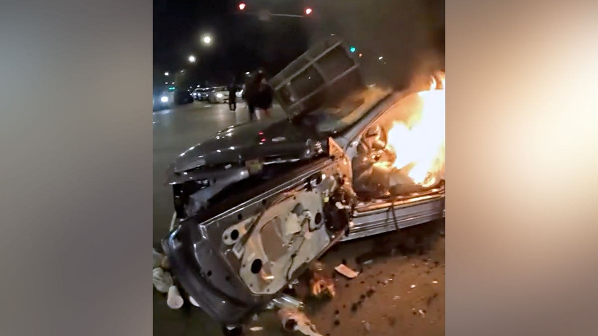 Car on fire in Chicago