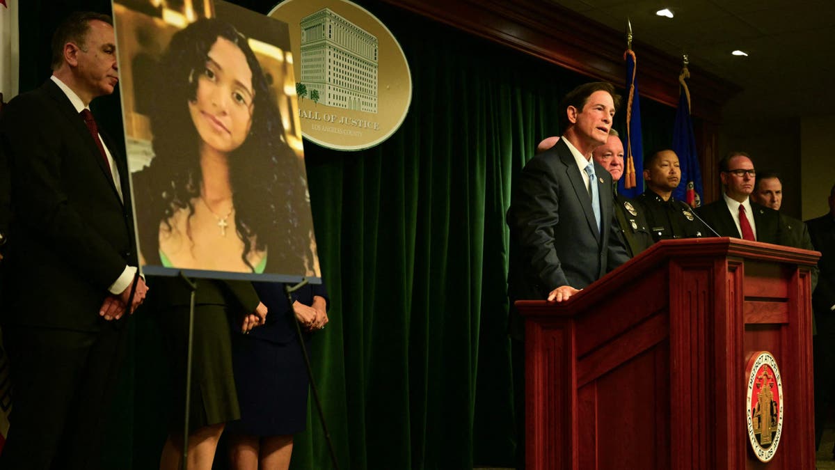 Los Angeles County District Attorney Nathan J. Hochman and LAPD Chief Jim McDonnell holding a press briefing