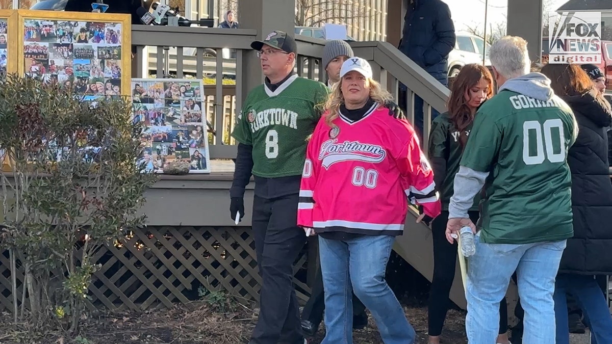 Tom Jessica and Madelon Gorman arriving at a vigil in Yorktown New York