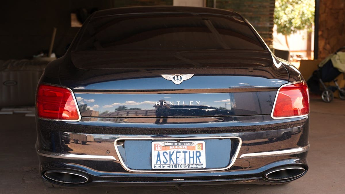 A close-up of Samuel Bateman's Bentley.