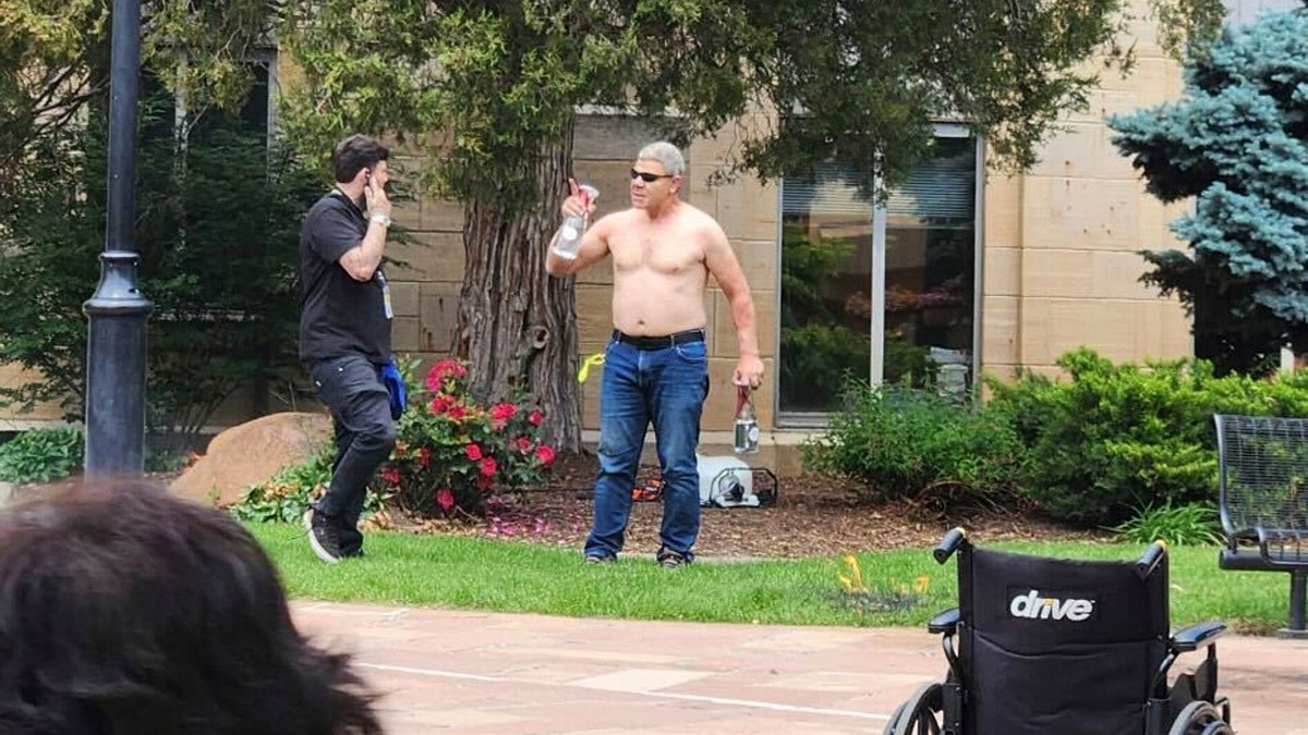 Mohamed Sabry Soliman launching fiery attack on demonstrators near Boulder County courthouse