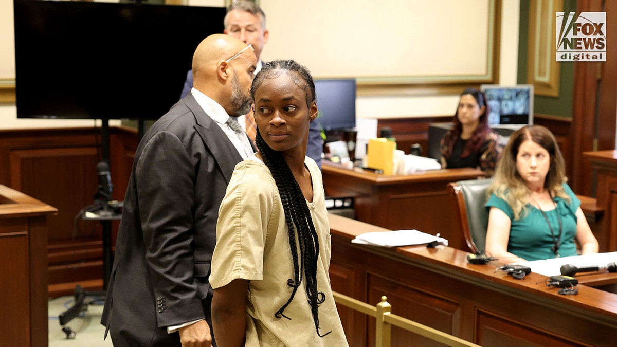 Aisha Devaughn standing before Judge Alan Triggs in Hamilton County Common Pleas Court