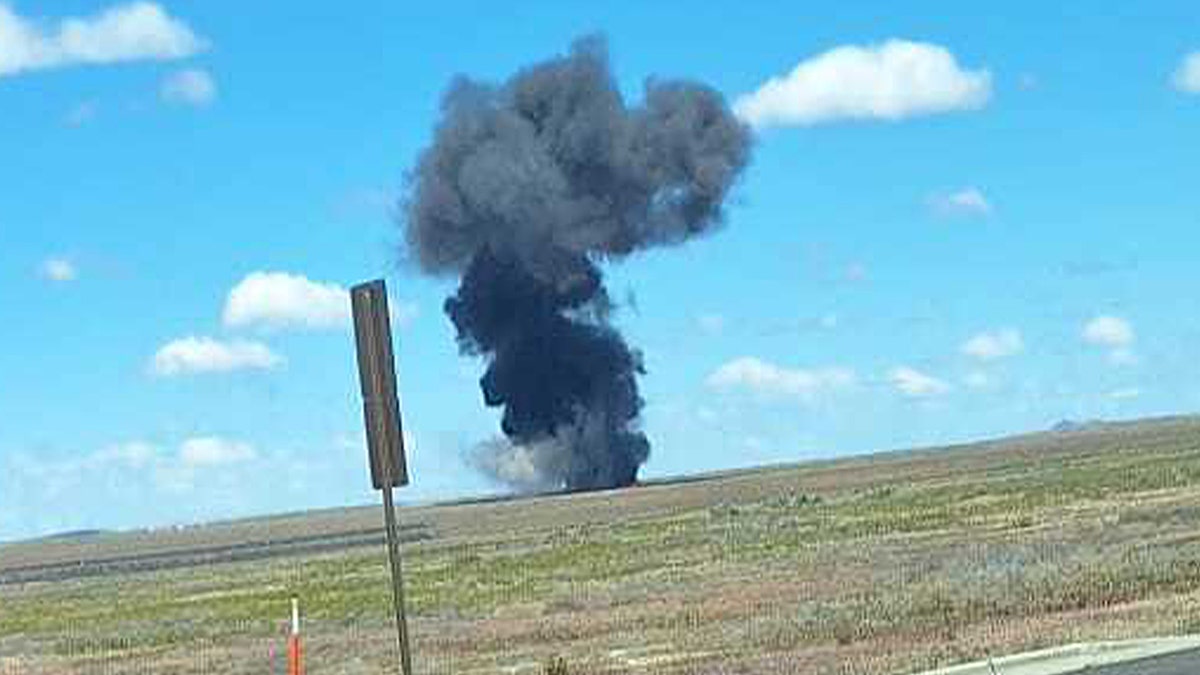 Smoke at the site of an aircraft collision in Idaho