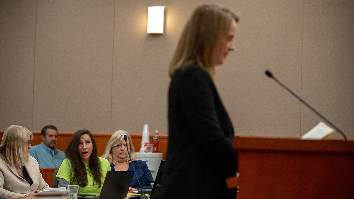 Kouri Richins reacts in court during sentencing hearing in Utah murder case
