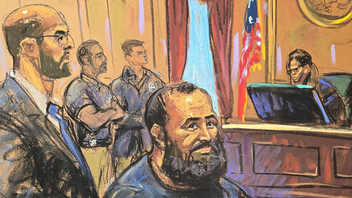 Courtroom sketch of Mohammad Al-Saadi