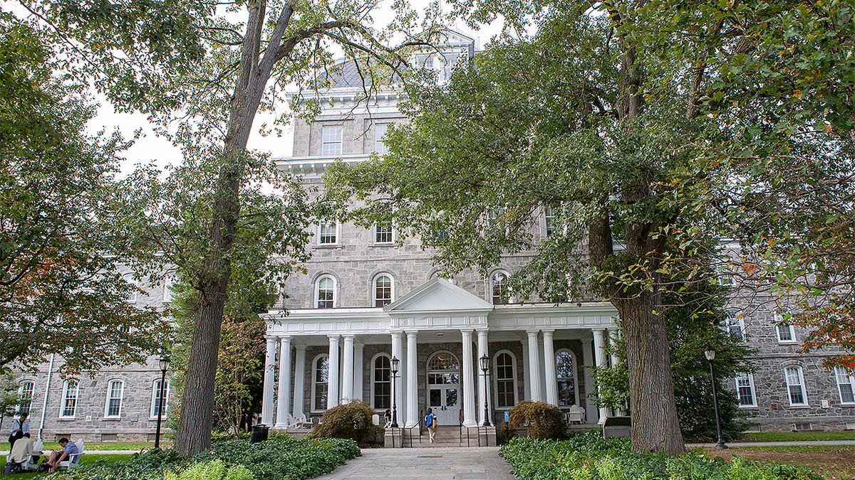 Front Entrance, Parrish Hall, Swarthmore College, Swarthmore, Pennsylvania, USA.