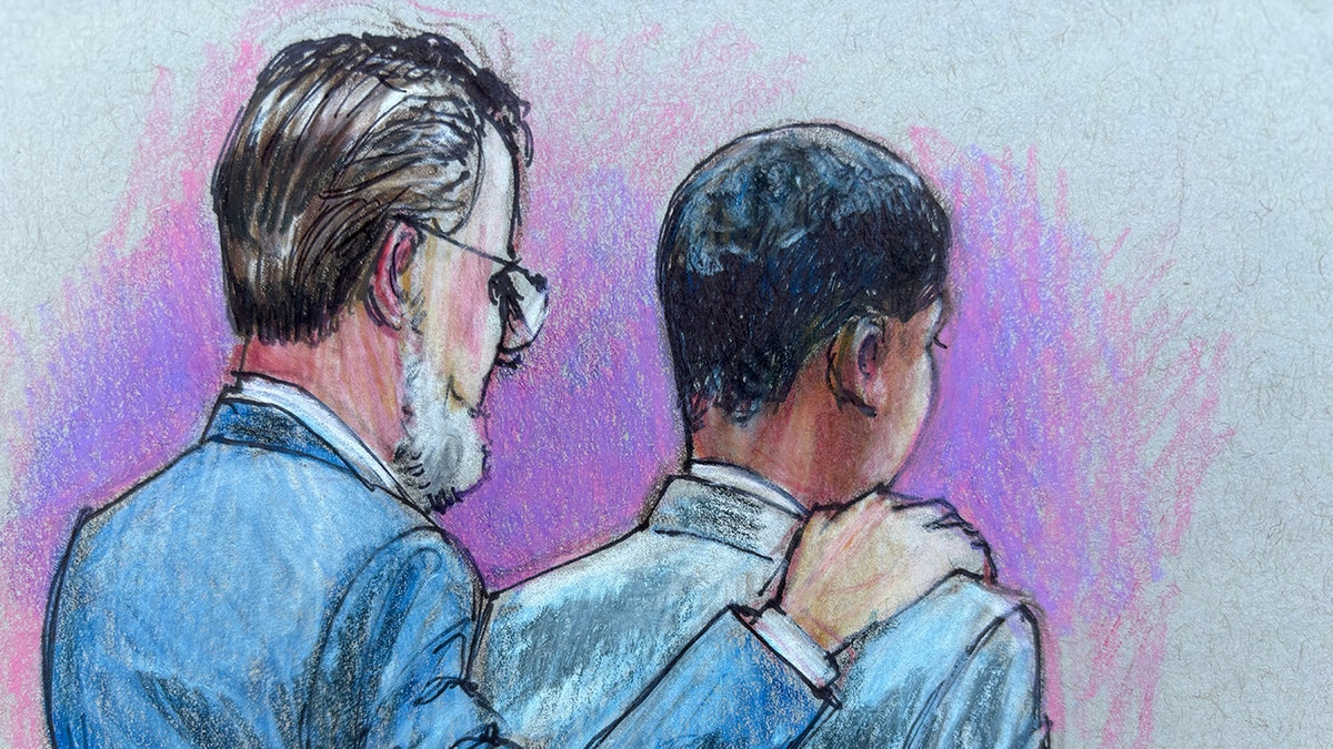 A court sketch depicts the scene from Karmelo Anthony’s trial as he was convicted of murder