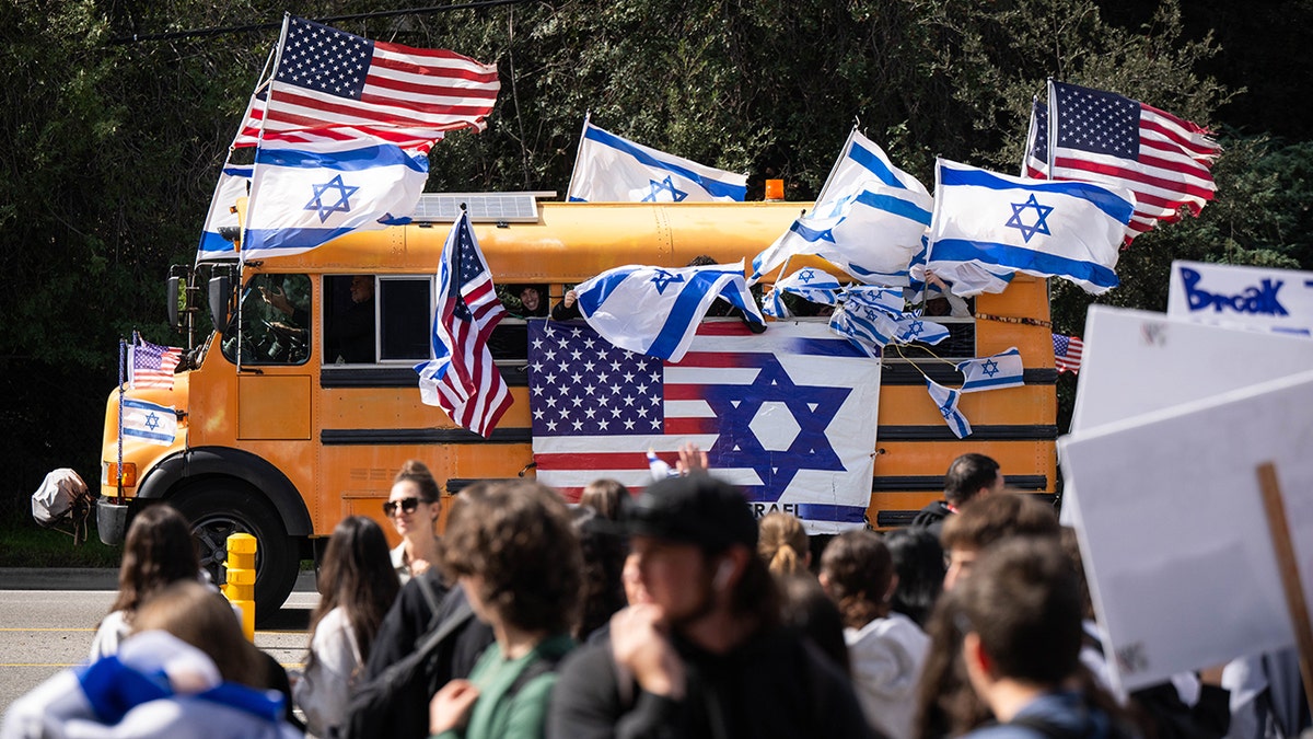Jewish students walking out of El Camino Real Charter High School in Los Angeles