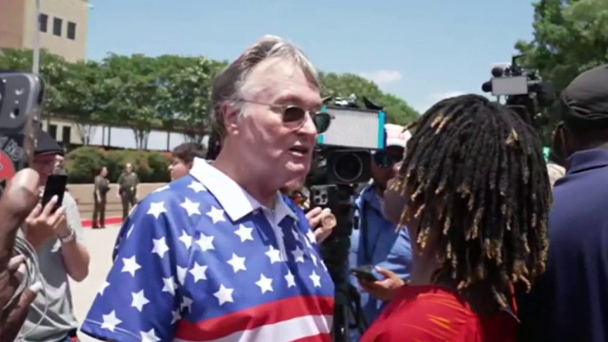 A shouting match is caught on video outside the Karmelo Anthony trial in Texas on Tuesday, June 9, 2026.