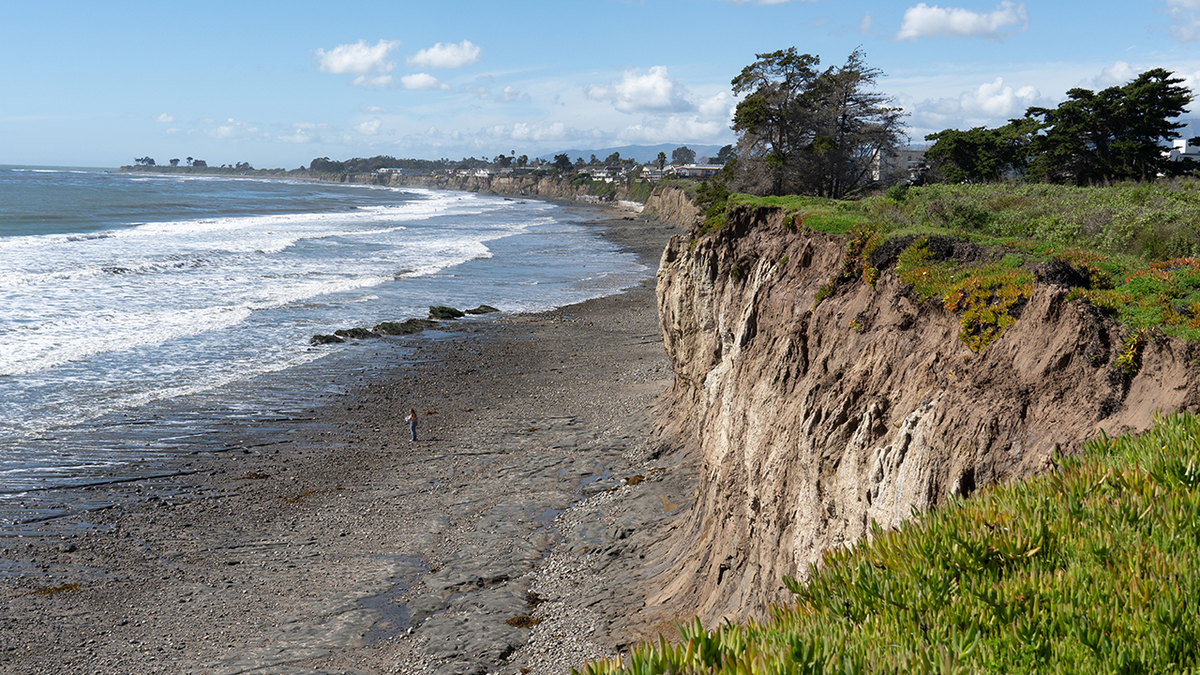 Sea cliffs and beach at the south edge of the campus of University of California at Santa Barbara