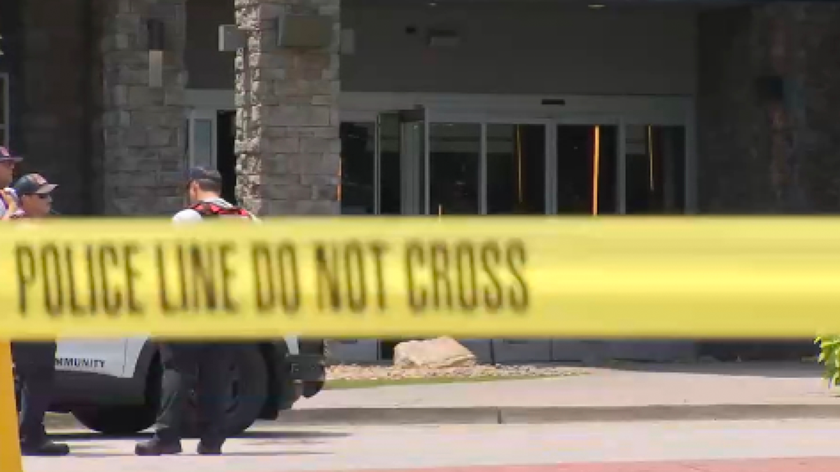 crime scene tape outside Haywood Mall in South Carolina