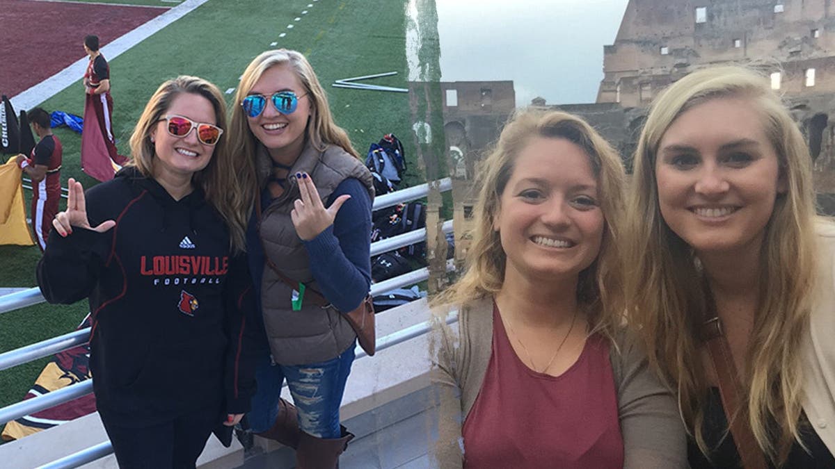 split image shows Brooke and friend Jennifer posing for two separate photos