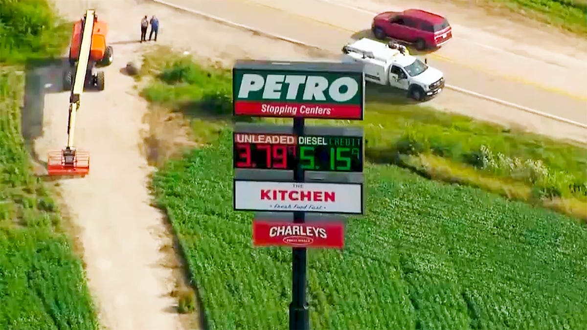 An aerial view of the sign