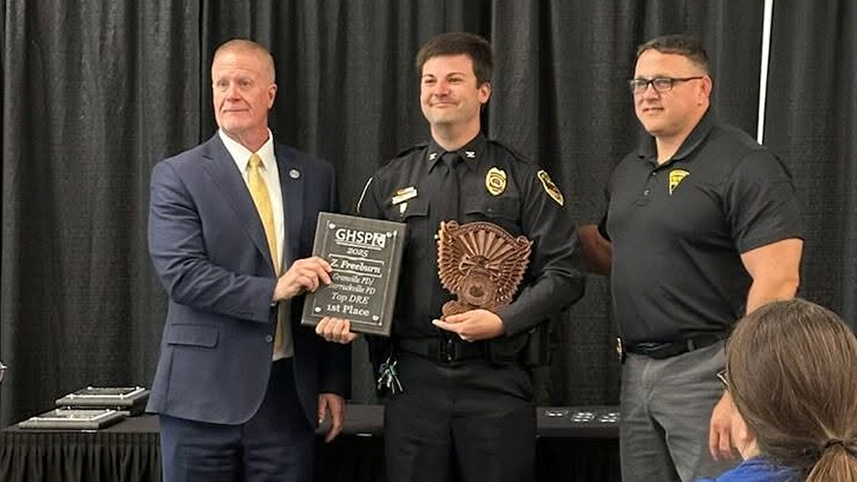 Former Barrackville Police Chief Zachary Freeburn receives a law enforcement award