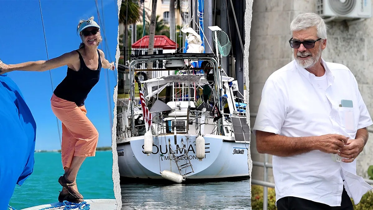 Brian and Lynette Hooker and their sailboat