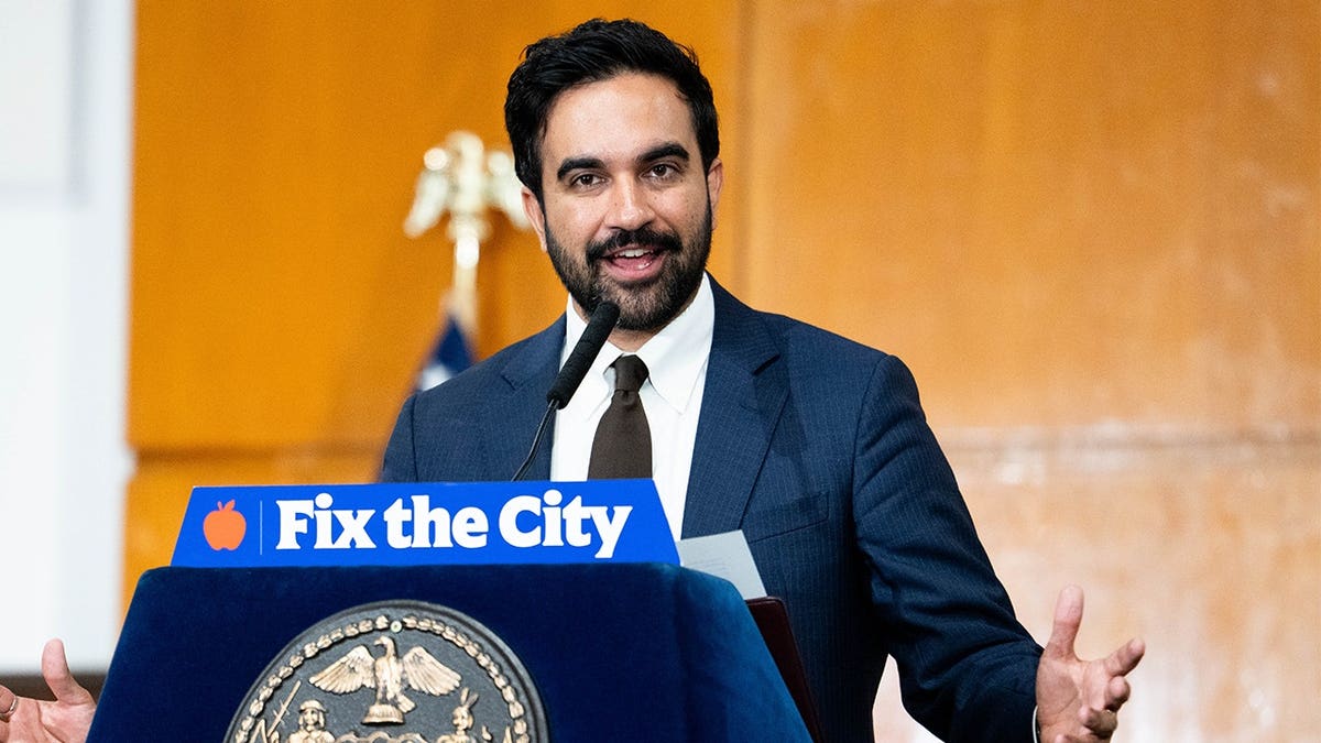 New York City Mayor Zohran Mamdani (D) speaking at a press conference in Manhattan Housing Court in New York City on Aug. 25, 2026.