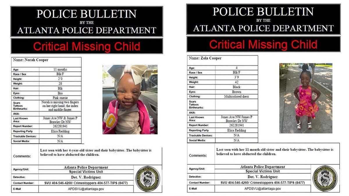 Image shows police flyer for missing girls.
