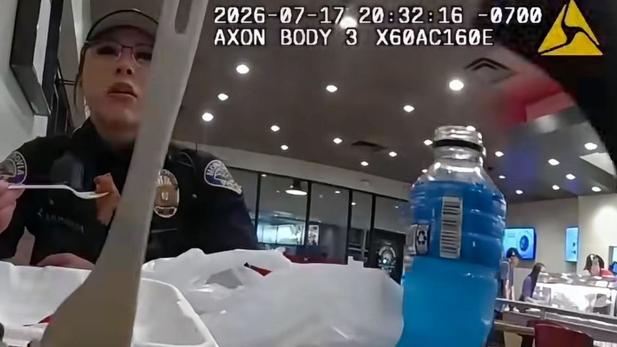Monrovia police officers eating at a Panda Express moments before a wanted man unexpectedly walked into the restaurant