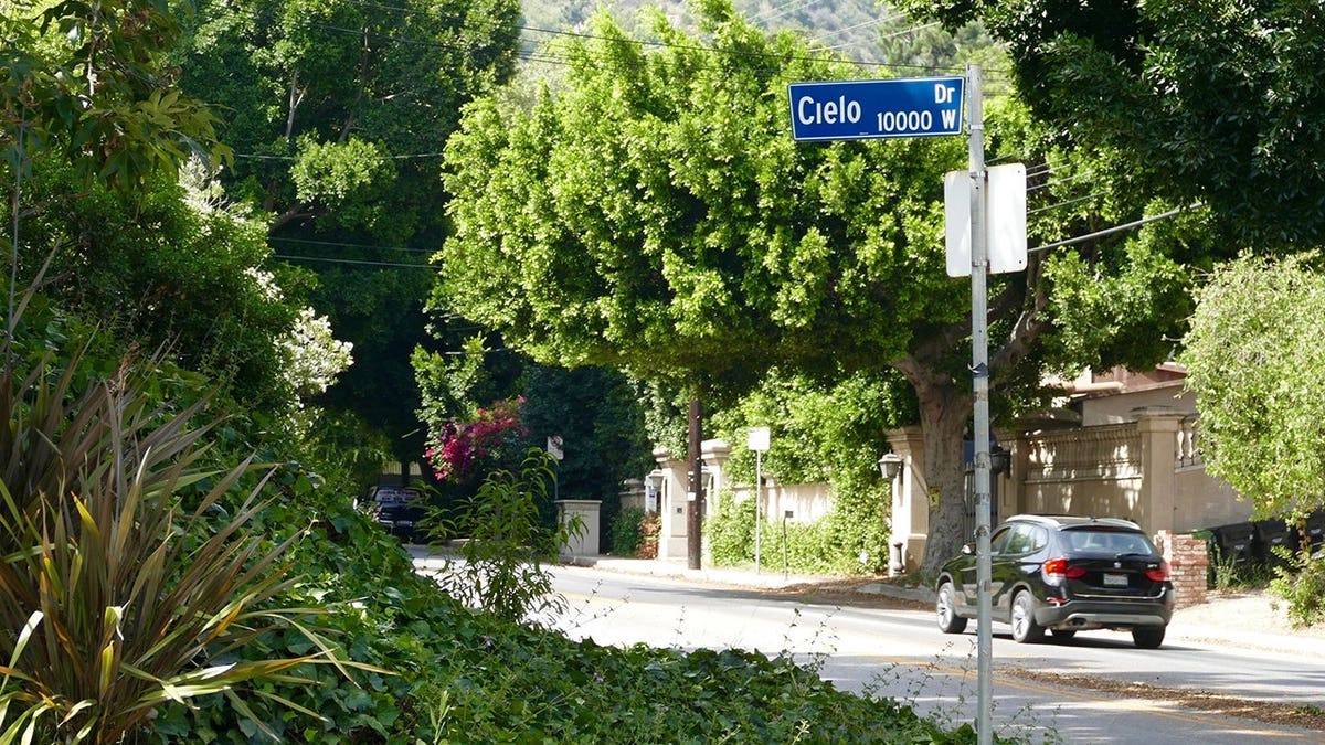Road sign for Cielo Drive in Los Angeles where actress Sharon Tate was murdered.