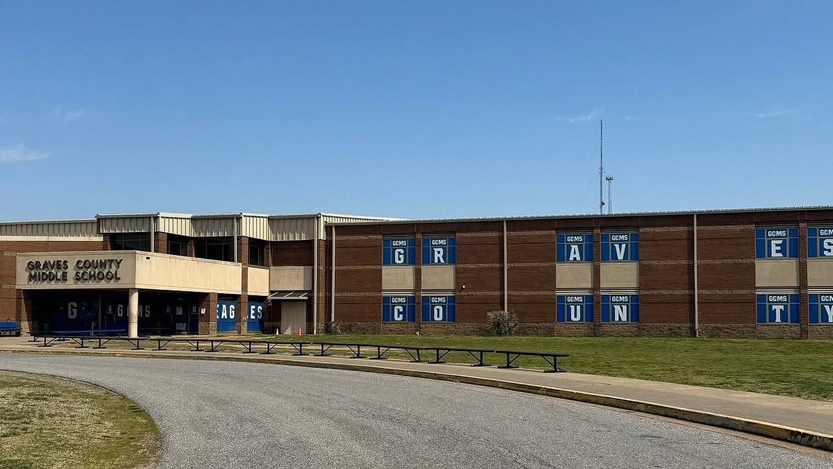 Exterior of Graves County Middle School in Mayfield, Kentucky, where teacher Sadie Flores worked