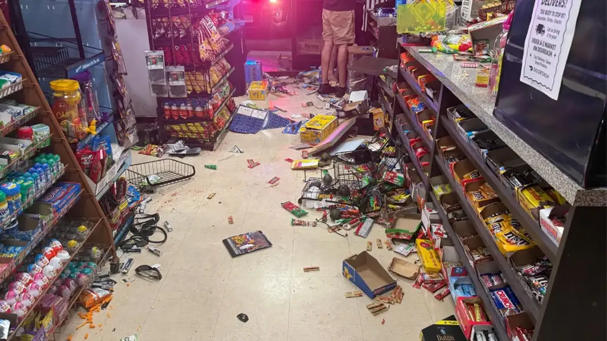 Ransacked aisles inside A-Z Market.